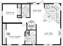 Double wide floor plan with 2 bedrooms, 2 baths, living room, dining room, kitchen and laundry area
